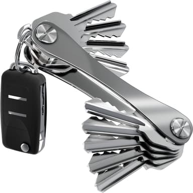 Kompakt nyckelhållare och nyckelringarrangör Silver