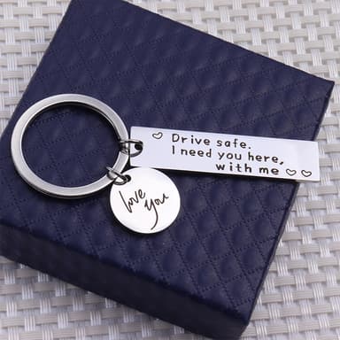 Nyckelring ""Drive safe"" rostfritt stål Silver 2-pack