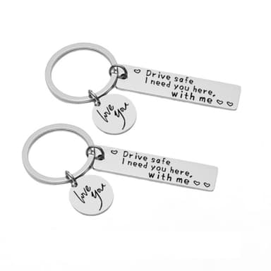 Nyckelring ""Drive safe"" rostfritt stål Silver 2-pack
