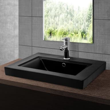 ML-Design Svart matt keramiskt handfat 61x46,5x15,5 cm vinklat