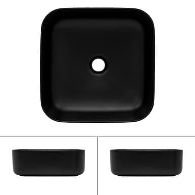 Tvättställ fyrkantigt 39,5x39,5x14 cm Svart keramik ML-Design