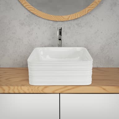 ML-Design Blank vit keramisk diskbänk 39x39x15 cm