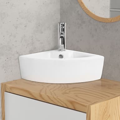 Fyrkantigt handfat med bräddavlopp 46x33x13 cm vit keramik ML-Design