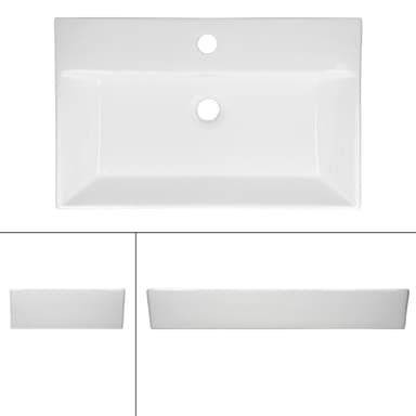 Rektangulärt handfat 60,5x36,5x13 cm vit keramik