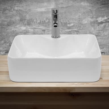 ECD Germany Design tvättställsbänk 480 x 380 x 140 mm, keramik rund vit