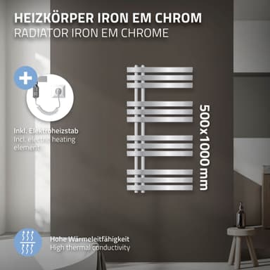 500 x 1000 mm IRON EM radiator värmare väggradiator 600W