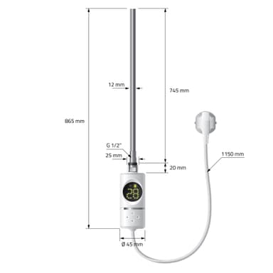 ML-Design Värmeelement 900W Vit med termostat och LCD-display