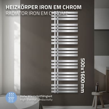 ECD Germany Iron EM designradiatorer - 500 x 1600 mm - Krom
