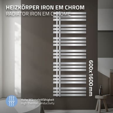 ECD Germany Iron EM designradiatorer - 600 x 1600 mm - Krom