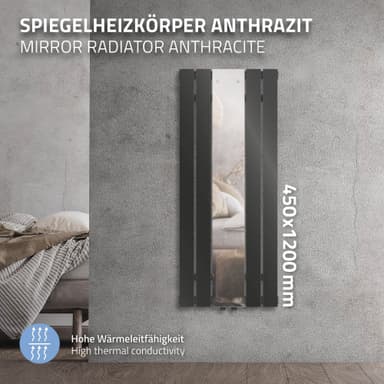 ML-Design Badrumsvärmare 1200x450 mm, antracit med spegel
