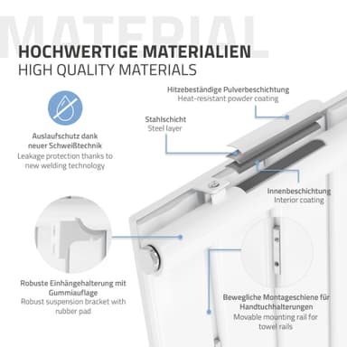 ML-Design Elektrisk handdukstork 1800x604 mm vit 900W