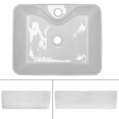 ECD Germany Design tvättställsbänk 480 x 380 x 140 mm, keramik rund vit