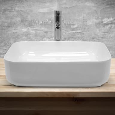 Bänkskiva med keramiskt handfat 505 x 395 mm
