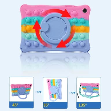 SKALO Samsung Tab A9 Stöttåligt Armor Popit Silikon Skal - Rainbow