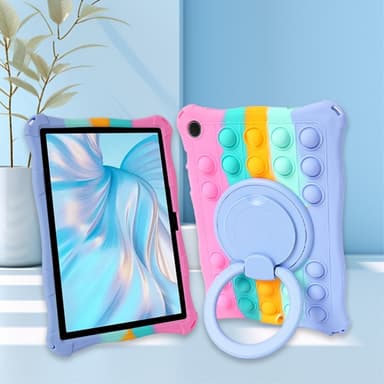 SKALO Samsung Tab A9 Stöttåligt Armor Popit Silikon Skal - Rainbow