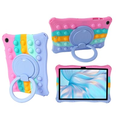 SKALO Samsung Tab A9 Stöttåligt Armor Popit Silikon Skal - Rainbow