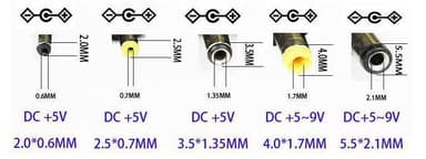 NÖRDIC 1m Strömkabel USB till DC med 5 kontakter USB DC POwer