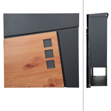 ML-Design brevlåda 37x36,5x11 cm antracit/trämönstrat stål