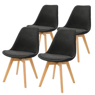 ML-Design 4 matstolar med ryggstöd, svart