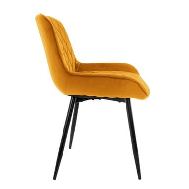 ML-Design Set 4x Senapsfärgade matstolar, svarta metallben