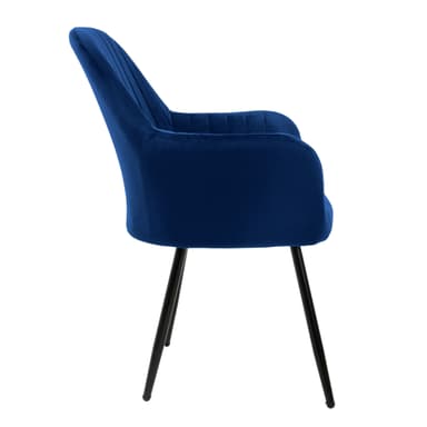 ML-Design uppsättning om 2 matstolar, blå, sammetslook