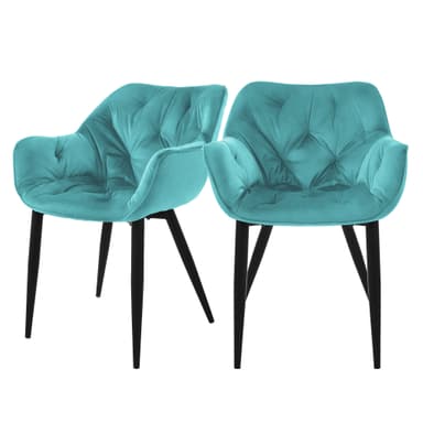 ML-Design Matstol, set om 2, petrol, metallben