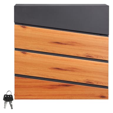 Brevinkast 37x36,5x11 cm antracit/trälook stål ML-Design