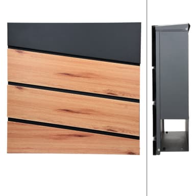 Brevinkast 37x36,5x11 cm antracit/trälook stål ML-Design
