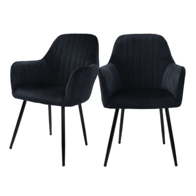 ML-Design - Set om 2 matstolar, svart, sammetslook
