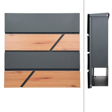 ML-Design brevlåda 37x36,5x11 cm antracit/trämönstrat stål