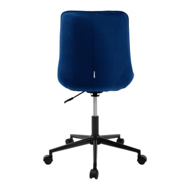 Kontorsstol med hjul blå, klädsel i sammet och metallram ML-design