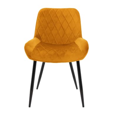 ML-Design Set 4x Senapsfärgade matstolar, svarta metallben
