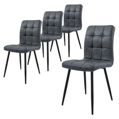 Matstolar 4 st med antracit konstläderklädsel med metallben ML-Design
