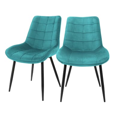 2 matstolar med ryggstöd, petrolfärgad sammet ML-design
