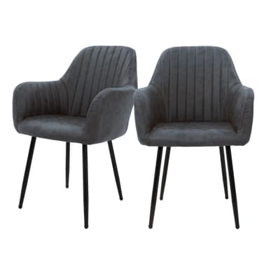 ML-Design 2x Matstolar med ryggstöd och armstöd, antracit