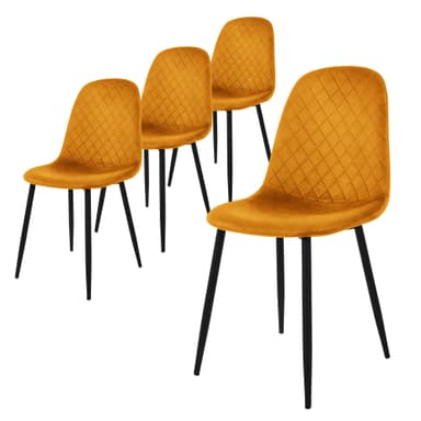 Matstol set om 4 st senapsgul med metallben ML-Design
