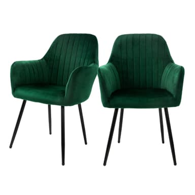 ML-Design uppsättning om 2 matstolar, grön, sammetslook