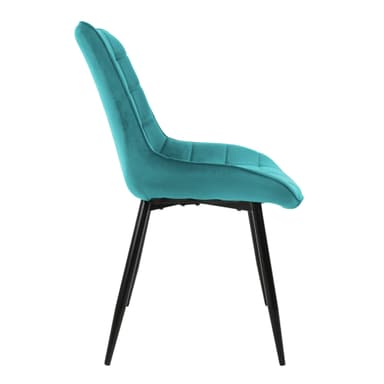 2 matstolar med ryggstöd, petrolfärgad sammet ML-design