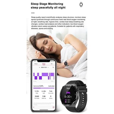 Smart klocka med puls, sömnmonitor, stegräknare IP68 Svart