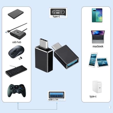 USB C USB 3.1 adapter aluminiumlegering Svart