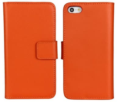 SKALO iPhone 5/5S/SE(1:a gen) Plånboksfodral Äkta Skinn - Svart