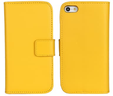 SKALO iPhone 5/5S/SE(1:a gen) Plånboksfodral Äkta Skinn - Svart