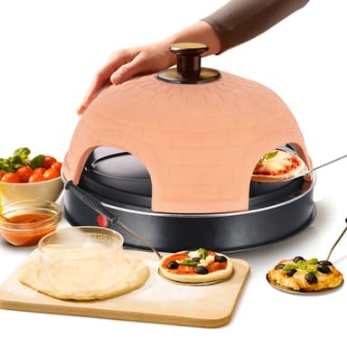 Emerio Pizza Maker Terracotta inklusive 4st pizza spadar