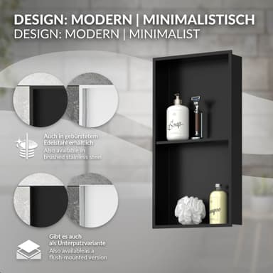 Duschkar 2 nivåer 60x30 cm svart rostfritt stål LuxeBath
