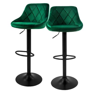 2x Barstol grön sammetsklädsel, 62-82cm ML-Design