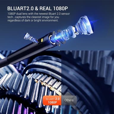DS300 Dubbel Lins Endo-/Boreskop 1080P Digital Inspektionskamera, 5m kabel 7.9mm IP67 4.3"" LCD Skärm, 7x LED