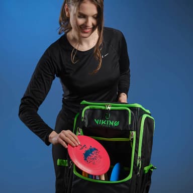 Viking Discs Tour Bag frisbeegolf ryggsäck - Svart/Lime