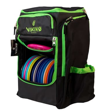 Viking Discs Tour Bag frisbeegolf ryggsäck - Svart/Lime
