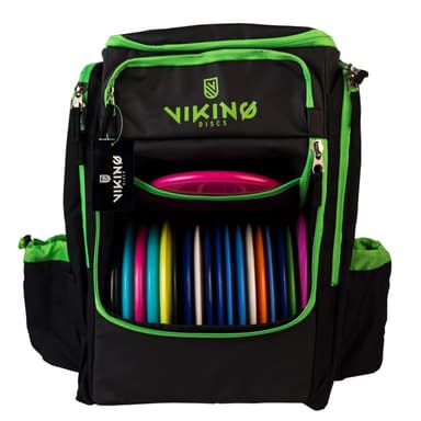 Viking Discs Tour Bag frisbeegolf ryggsäck - Svart/Lime