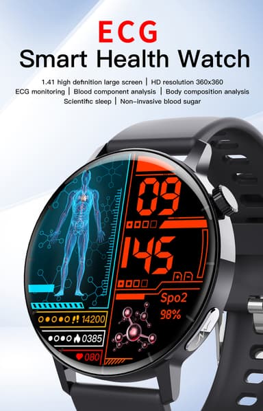 INF Smart klocka med EKG-puls, blodsyre, blodsocker, sömnmonitor Klock